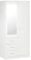HOMCOM Armario Ropero de 2 Puertas con Espejo 3 Cajones Estantes Ajustables y Barra para Colgar Incluida Mueble Auxiliar para Dormitorio Habitación 80x50x180 cm Blanco
