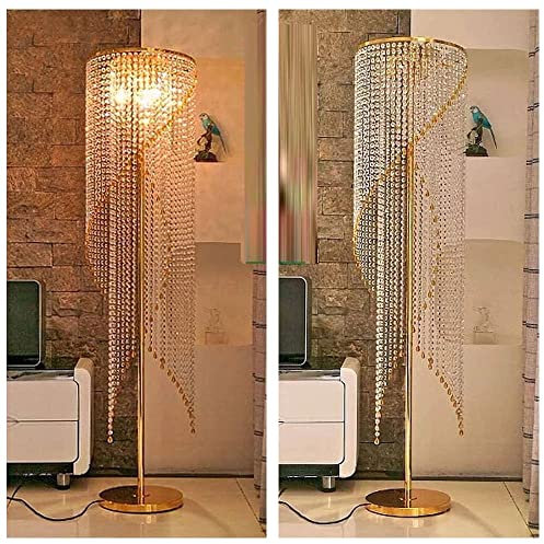 Europäische Luxus K9 Kristall Stehlampe,Modernes Design Wohnzimmer Hochzeitszimmer Nacht Schlafzimmer Beleuchtung Boden Stehleuchte AA+ (Farbe : Gold)