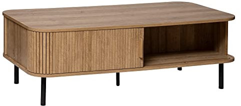 Atmosphera Créateur d'Intérieur - Table Basse Colva 2 Portes Effet Chêne - Rangement Rectangulaire 3 Compartiments - Salon, Entrée - L120cm x H41cm