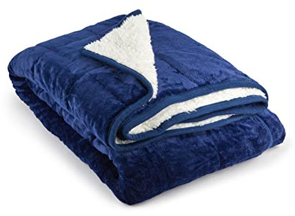 Emma Barclay Weighted Sherpa Blanket in Navy - 50x60 (127x152cm)