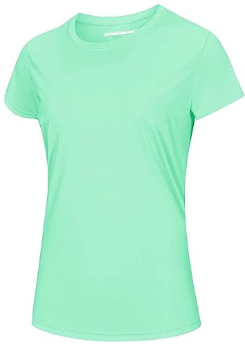 MAGCOMSEN Women's T Shirts Short Sleeve Summer Sports Gym Yoga Tops Quick Dry Work Casual Rash Guard Shirts Mint Green