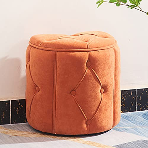 Samt Sitzhocker Mit Stauraum Fußstütze Hocker,Niedlich Schaltflächen Sitzpouf Couch Hocker Sitzhocker Für Wohnzimmer Schlafzimmer Eingangsbereich,Klein Sitzhocker Mit Stauraum-Orange 32x32x45cm(13x13x