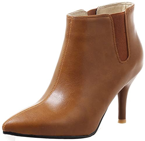 Lroey Reoly Stivaletti da Donna con Tacco a Spillo, Stivali Chelsea Tacco Alto Appuntito Stivaletto Senza Chiusura 056 Giallo Numero 42 EU