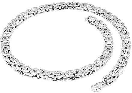 ANAZOZ Halskette Edelstahl Ohne Anhänger Damen 50 cm, Kette für Männer Hip Hop Königskette Silber 10mm Breit