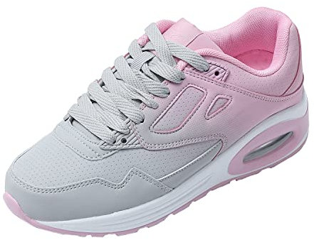 JOMIX Chaussures de Sport Running Basket Femme Chaussures de Marche Sport Baskets Gymnasium Tennis Sneakers pour Femme (Gris Rose, 39)