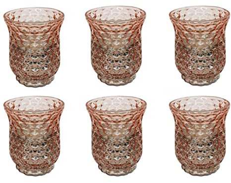 6 Stück Windlicht kupferfarben Glas 11cm groß Tischdeko Teelichthalter Deko Advent Weihnachten Kupfer Gold Set