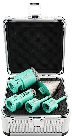 Diamond Core Drill Bits Kit - 5pcs (6/6/20/35mm+50mm Chamfer Milling Bits) LEKOMESH Tile Hole Saw Kit for Porcelain Tile Ceramic Granite Marble Masonry Stone