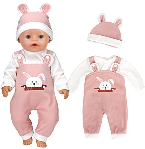 ebuddy Cartoon Kaninchen Stil Baby Puppe Kleidung mit Hut für 43cm / 17 Zoll Neugeborene Babypuppen (Keine Puppe)