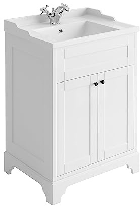 Go Bathrooms Arabella 600mm Vanity Unit With Ceramic Basin Sink 2 Door Traditional Style Floor Standing Storage - White
