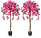 Fopamtri Plantas Artificiales Decorativas 120cm Flor Árbol Artificial Rosa Plastico con Flores para Hogar Salon Dormitorio Oficina Balcón Decorativa (2 Pack)