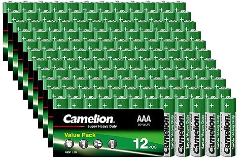 Batterien AAA, 120 Stück AAA Batterien von Camelion, 1,5V Batterien AAA, AAA Batterie für Spielzeug, Wecker, Fernbedienungen und viele andere Geräte (120 x AAA)