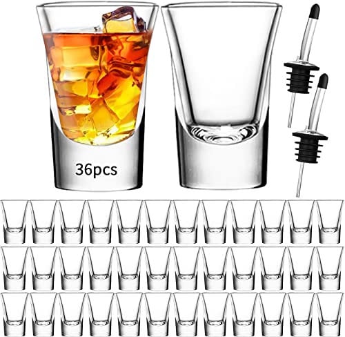 SuproBarware 36 Schnapsgläser 35ml/3.5cl, Shotgläser, Shot Gläser für Tequila, Wodka, Ouzo, Likör etc. Idee für Party. Spülmaschinenfest.Transparent