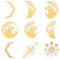 OLYCRAFT 9 Stück 4x4cm Goldene Metallaufkleber Mondphasenaufkleber Selbstklebende Mondaufkleber Fantasy Thema Goldene Epoxidaufkleber Für DIY Sammelalben Epoxidharz Wasserflaschendekoration