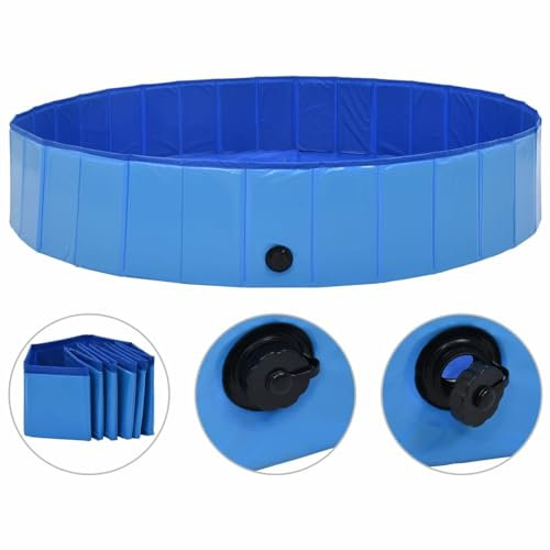 Homgoday Piscina plegable para perros, azul, 160 x 30 cm, PVC