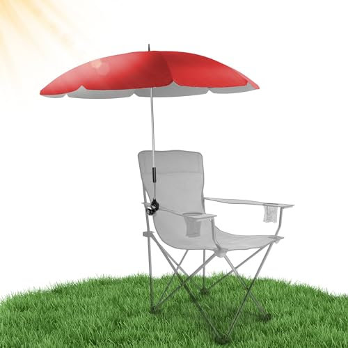 STYNGARD Stuhl Sonnenschirm für Liegestuhl mit UV Schutz 50+ / 120 cm Kuppelmaß mit Überhang - Klemmschirm Campingstuhl - Schirm für Stuhl mit Universal-Klemme Modell SAN FRANCISCO
