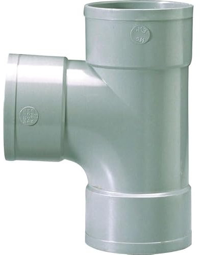 Raccord PVC gris en T - Femelle - diamètre 80 mm - Triple emboîtage - Girpi