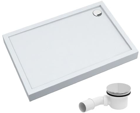 AQUABAD Duschwanne/Duschtasse | Komplettset Ultima mit LeakProtect Technologie Smooth White 70x100cm Rechteck | inkl. Ablaufgarnitur/Siphon Alcadrain A49CR