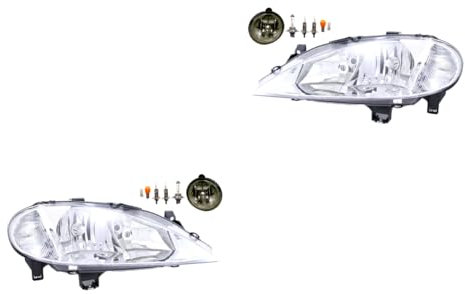 Johns, Scheinwerfer Satz Halogen Front passend für Renault Megane I 03/99-08/03 H7 H1 Links & Rechts + Nebelscheinwerfer + Leuchtmittel