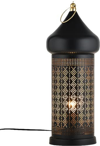 Marrakesch Tischlampe Nachttischlampe 45cm groß | Orientalische Deko Lampe Stehlampe im Wohnzimmer Schlafzimmer & Kinderzimmer | Marokkanische Tischleuchte Tangis schwarz aus Metall mit E27 Fassung