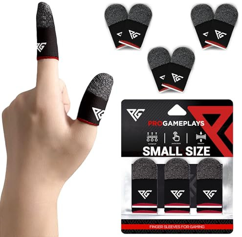 Progameplays Gants à petits doigts pour les jeux, Pubg Cod, Anti-Sueur, Anti-Sécheresse, compatible avec les téléphones de jeux, Gants à doigts ultra-sensibles (Rouge, Petite Taille)
