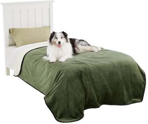 LE SURE Hundedecke Wasserdicht，152x203cm wasserdichte Decke Sofa,Olivgrün | Hundedecke für unterwegs, grosse Hunde Decke Fleece waschbar, Katzendecke flauschig und weich für Bett, Auto, Outdoor
