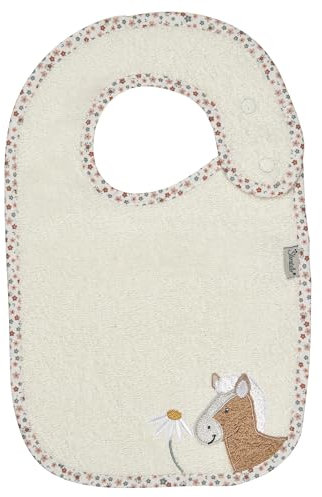 Sterntaler Lätzchen Pferd Sunny - Baby Lätzchen mit niedlicher Applikation, aus saugfähiger Baumwolle - Baby Lätzchen mit Druckknopfverschluss, ecru