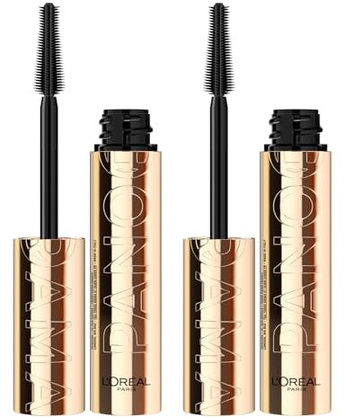 L'Oréal Paris Panorama Mascara, Volumengebend, verlängerend, Fächereffekt mit mehrstufiger Bürste, Farbe Dark Brown - Set mit 2 Stück