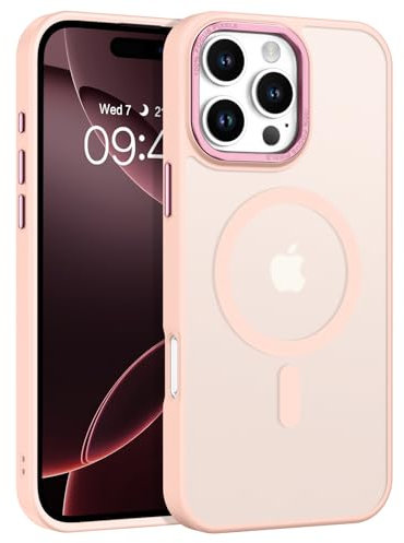 GaoBao Magnetic Designed for iPhone 16 Pro Max Case, Slim Fit Phone Case iPhone 16 Pro Max [Compatible with MagSafe] Classic Shockproof Translucent Matte Protective Case Cover for 16 Pro Max 6.9,Pink
