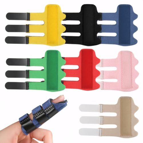 Cinsersr Fingerschiene 7 PCS Fingerschiene Kleiner Finger Mittelfinger Schiene 3 Streifen mit Trigger-Fingerbandage Unterstützen Arthritis Gebrochene Finger Schutz Schmerzlinderung Aufrichtung