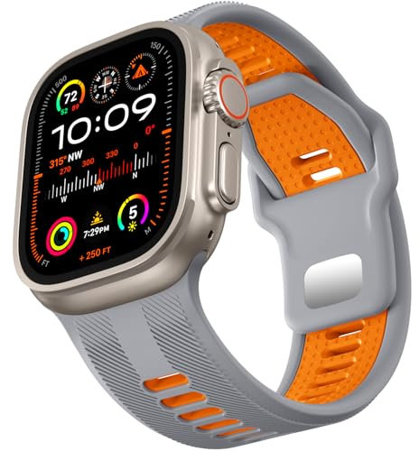 Dirrelo Armband Kompatibel mit Apple Watch Ultra 2 Armband 49mm 46mm 45mm 44mm 42mm Herren, 26mm Breit Weich Silikon Sportarmband für iWatch Ultra 3 2 - SE 3 2 - Series 11 10 9 8 7 6 5 4 3 2 1