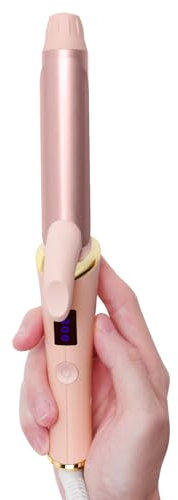 Mini Curling Tongs for Short Hair, 19mm Travel Size Mini Hair Curler,5 Temperature Adjustable from 120-200℃ Small Curling Iron, Dual Voltage -Pink