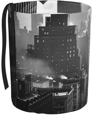 BEIVGOXL Poubelle de voiture noire et blanche imprimée New York - Imperméable - Sac poubelle de voiture à suspendre - Sac de rangement pliable pour siège de voiture