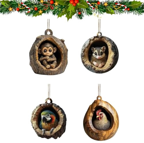 SENIURIS Wald Weihnachtsbaum Tiere Dekorationen, Muster 2D Acryl Ornament, Acryl Partei hängende Verzierung Anhänger. (Stil 2)