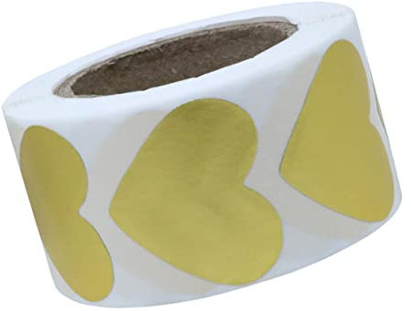 SECFOU 1rolle Goldene Herzform Aufkleber Selbstklebende Etiketten Für Unternehmen Dankesaufkleber Für Cookies Bäckerei -projekte Beschreibbare Papieretiketten