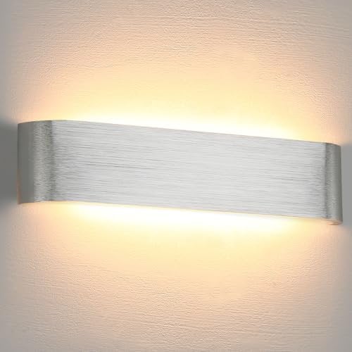 Lightsjoy LED Wandleuchte Innen 18W 40CM Wandlampe Silber Up and Down Moderne Wandbeleuchtung Wandlicht Belechtung Flurlampe Flur für Schlafzimmer Korridor Wohnzimmer Treppe usw Warmweiss
