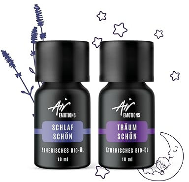 Air Creative® BIO Gute-Nacht-Set, 2x10ml Ätherische Öle (100% Naturrein) – Duo für die Nacht, unterstützt das Einschlafen mit Lavendel, Palmarosa, Mandarine & Orange, ideal für Diffuser oder Duftlampe