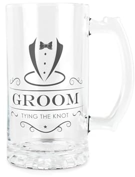 Purely Home Groom Glass Stein - Wedding Roles Beer Glass Thank You Gift - 450ml Drinking Cup/Tankard with Handle Present