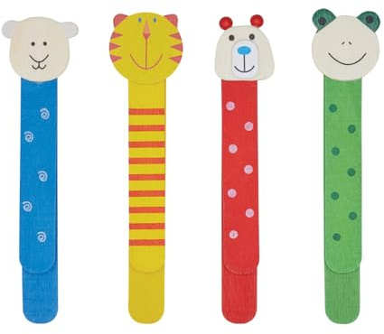 Set Segnalibri regalo maestra scuola 4 pezzi Animali Coloratissimi, Segnalibro Legno Regalini Festa Compleanno, Gadget Colorati Carini Divertenti Idea Regalo divertente con Piccolo Metro