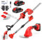 Taille-Haie Telescopique a Batterie 21V 650W Taille Haie sur Perche Coupe Haie Electrique sans Fil avec 2 * 2000mah Batterie,Tête Inclinable, Portée Jusqu'à 4m,Longueur de Lame 200mm et 155mm