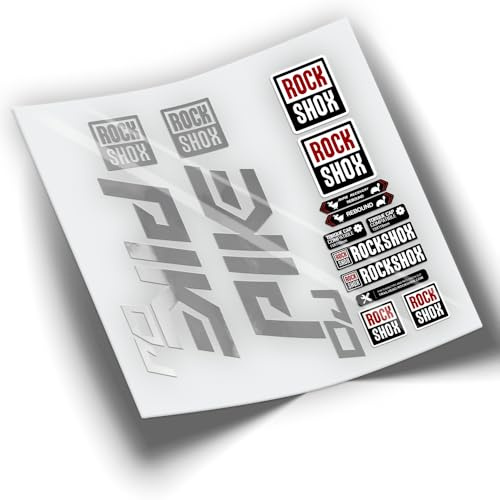 Ref: VP383 Aufkleber, kompatibel mit Rock-Shox PIKE DJ 2021-2025 MTB, Sticker, Aufkleber, Aufkleber für Mountainbikes, verchromt, silberfarben