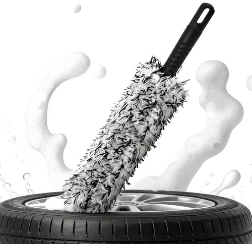 Cozary Rim Cleaning Brush Alloy Wheels, Flexible Microfibre Brush for Gentle Cleaning to the Rim Deep Bed - Scratch-Free for Alloy Wheels and Steel Rims, Car Rims Cleaning (Pack of 1)