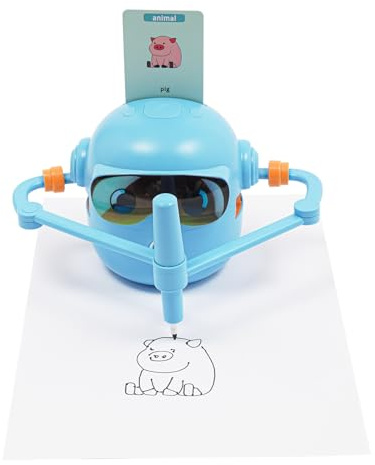 Wiyuer Interaktiver Zeichnen Lernroboter Kinder 3-10 Jahre Educational Drawing Robot mit 100 Karten Malen Lernen ohne Handy Blau