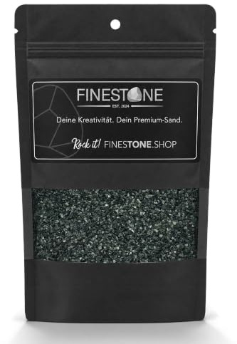 FinestOne® Premium Schwarz Silber Glitzernd – Glimmerreicher Deko-Sand natur, DIY, Basteln, Resin, Jesmonite, Körnung 0,1–0,6 mm, Made in Germany ohne Zusätze – 1 kg