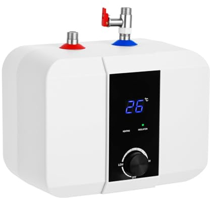 JJsdwin Warmwasserspeicher 6L, Untertisch Boiler, Mini-Tank-Warmwasserbereiter für sofortiges Warmwasser, Temperaturbereich 0-65℃