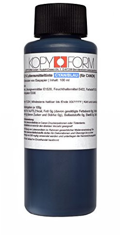 KOPYFORM Lebensmitteltinte 100ml Cyan für Canon-Drucker (KOL114)