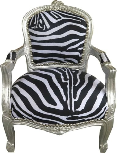 Casa Padrino Barock Kinder Stuhl Zebra/Silber - Kindermöbel