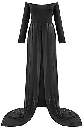 TrivingTech Sexy Schwangerschafts Kleid, Chiffon Fotografie Rock, Mutterschaft Foto Shoot Kleidung (Long Sleeve Schwarz)