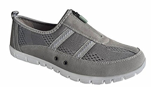Boulevard Women's Extra Wide Fit EEE Casual Leather Trainers - Grey - Size 4 UK