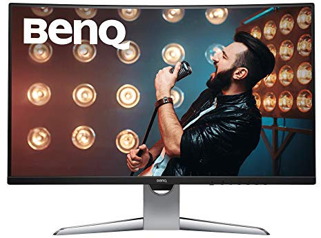BenQ EX3203R 32 Inch WQHD (2560 x 1440) HDR 144Hz Curved Gaming Monitor for Sim Racing, 1800R, FreeSync Premium Pro, B.I. Plus Sensor, USB-C, Black/Silver