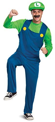 Super Mario | Costume Luigi Adulte | Taille L/XL (42-46) | Set Combinaison+Chapeau+Moustache Adhésive | Licence Officiel Nitendo - Déguisement Pour Fêtes et Cosplay | Tiré du Jeu Vidéo | Idée Cadeau